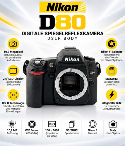 Nikon d80 body dslr - "d80",
